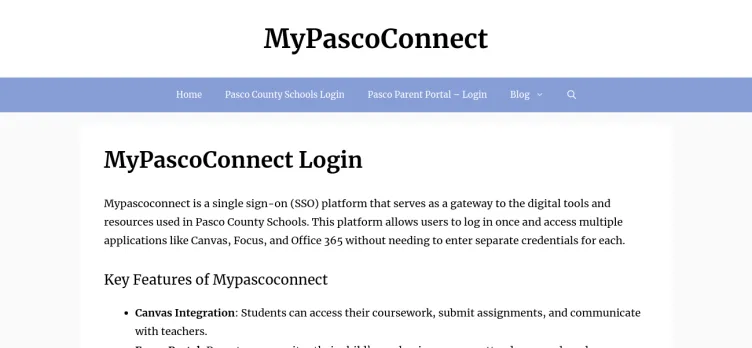 Screenshot MyPascoConnect