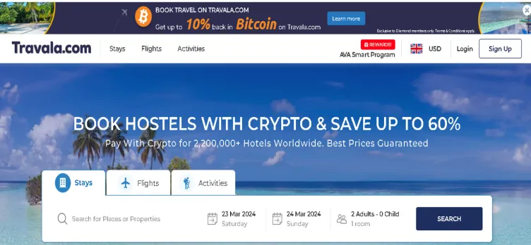 Screenshot Travala.com