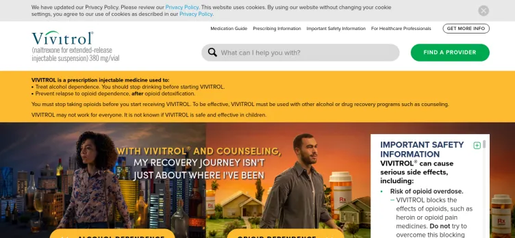 Screenshot Vivitrol.com