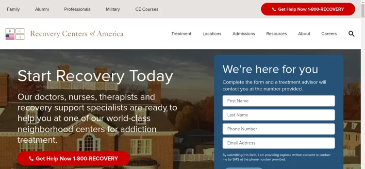 Screenshot Recovery Centers of America