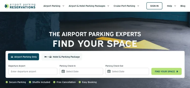 Screenshot Airport Parking Reservations