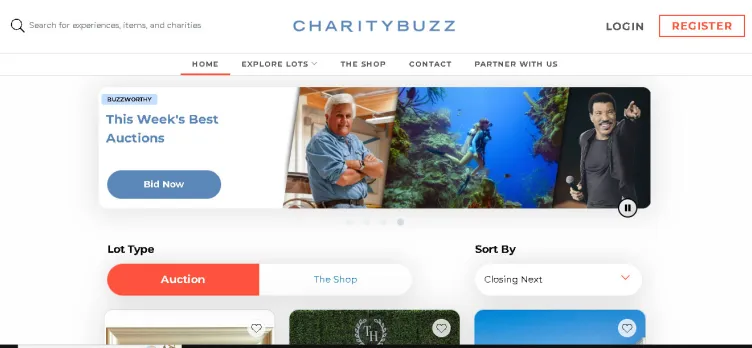 Screenshot Charitybuzz