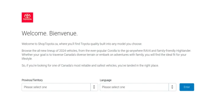 Screenshot ShopToyota.ca
