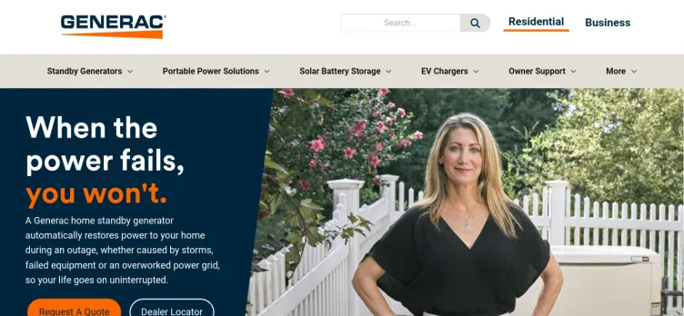 Screenshot Generac.com