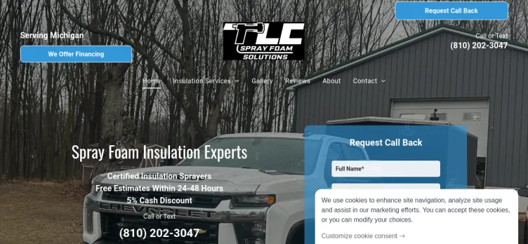 Screenshot TlcSprayFoam.com