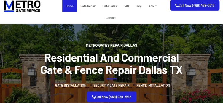 Screenshot Metro Gate Repair Dallas