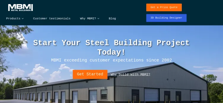 Screenshot MBMSteelBuildings.com