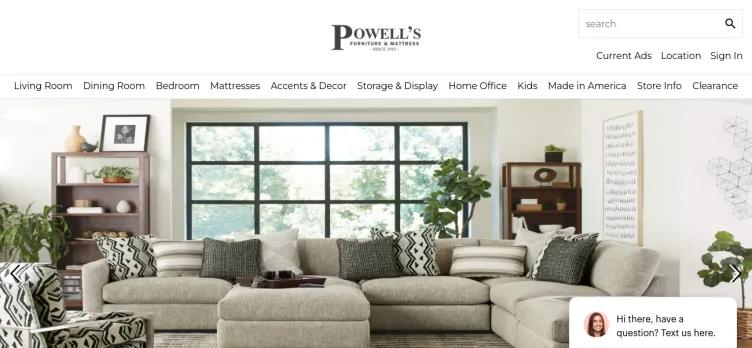 Screenshot PowellsFurniture.com