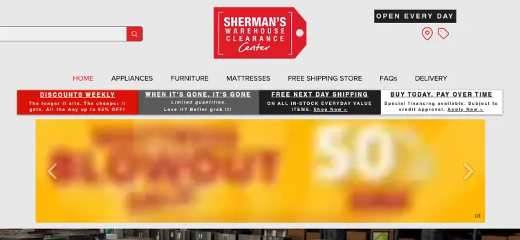 Screenshot ShermansClearance.com