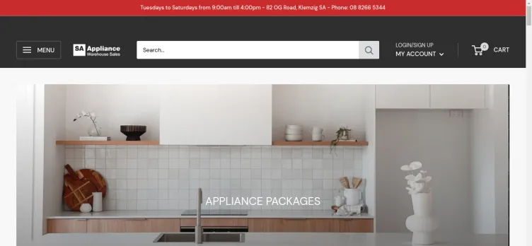 Screenshot SA Appliance Warehouse
