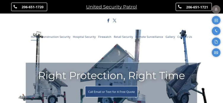 Screenshot UnitedSecurityWA.com