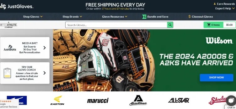 Screenshot JustBallGloves.com