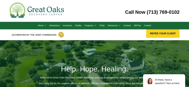 Screenshot GreatOaksRecovery.com