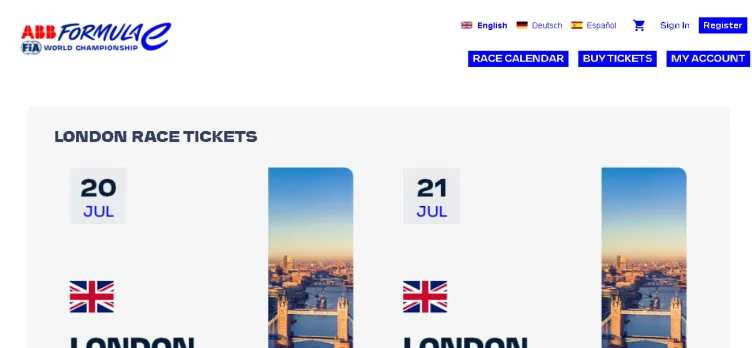 Screenshot london.tickets.fiaformulae.com