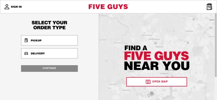 Screenshot FiveGuys.com