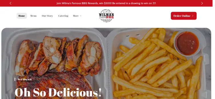 Screenshot WilmasFamousBBQ.com