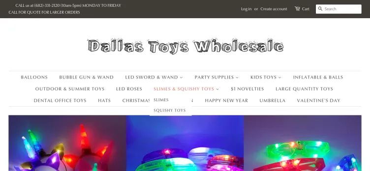 Screenshot Dallas Toys Wholesale