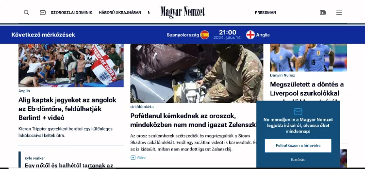 Screenshot Magyar Nemzet