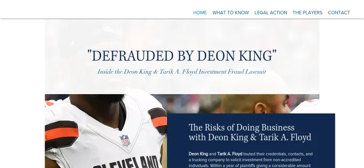 Screenshot www.DeonKingTarikFloydLawsuit.com