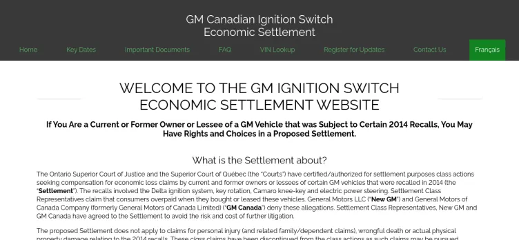 Screenshot GM Ignition Switch Settlement