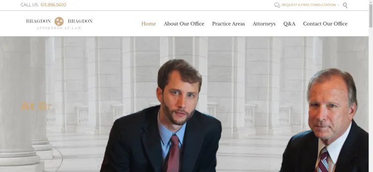 Screenshot Bragdon & Bragdon | Murfreesboro Personal Injury Lawyers