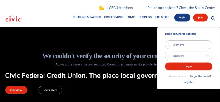 Screenshot CivicFCU.org