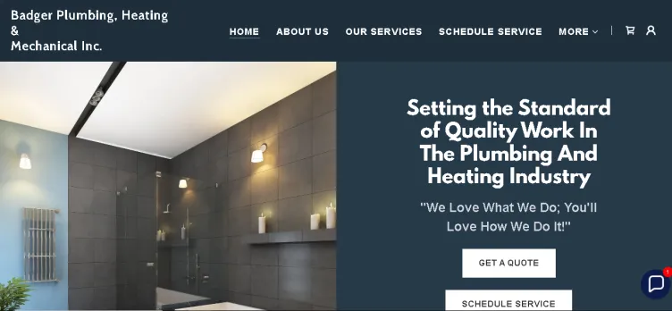 Screenshot Badger Plumbing, Heating & Mechanical