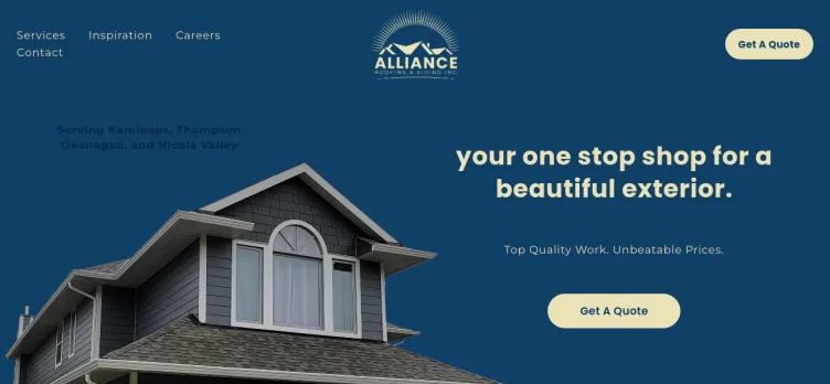 Screenshot AllianceRoofingAndSiding.ca