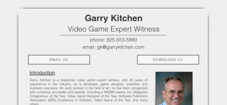 Screenshot VideogameExpertWitness.com