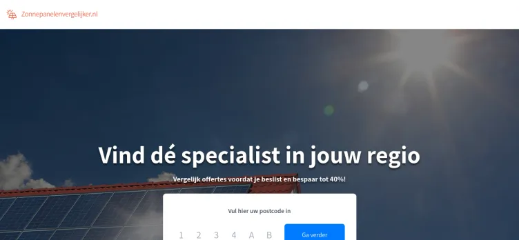 Screenshot Zonnepanelenvergelijker.nl