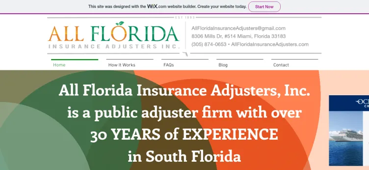 Screenshot All Florida Insurance Adjusters