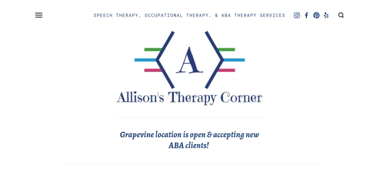 Screenshot AllisonsTherapyCorner.com