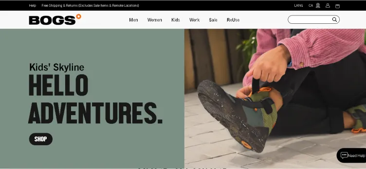 Screenshot BogsFootwear.ca