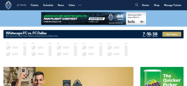 Screenshot WhitecapsFC.com