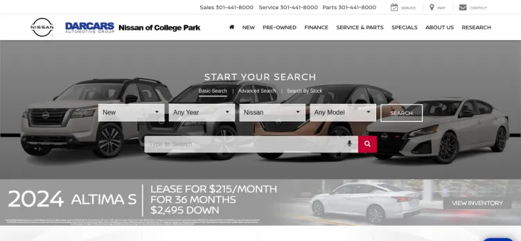 Screenshot DARCARS Nissan of College Park