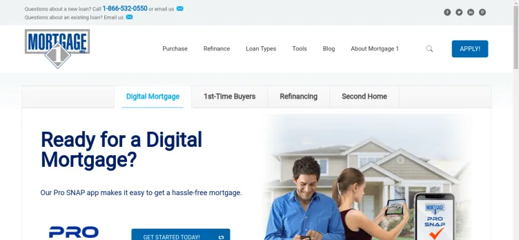 Screenshot MortgageOne.com