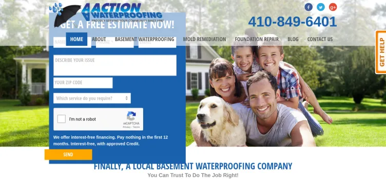 Screenshot AA Action Waterproofing