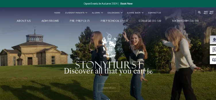 Screenshot Stonyhurst.ac.uk