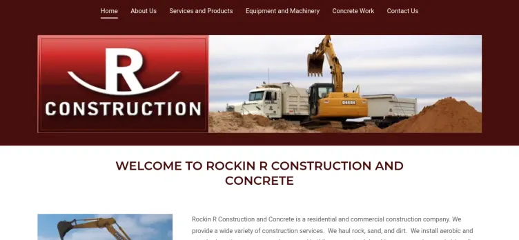 Screenshot Rockin R Construction and Concrete