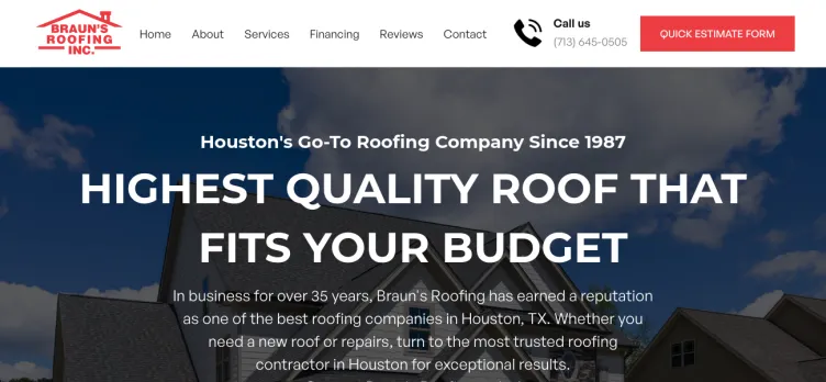 Screenshot BraunsRoofing.com