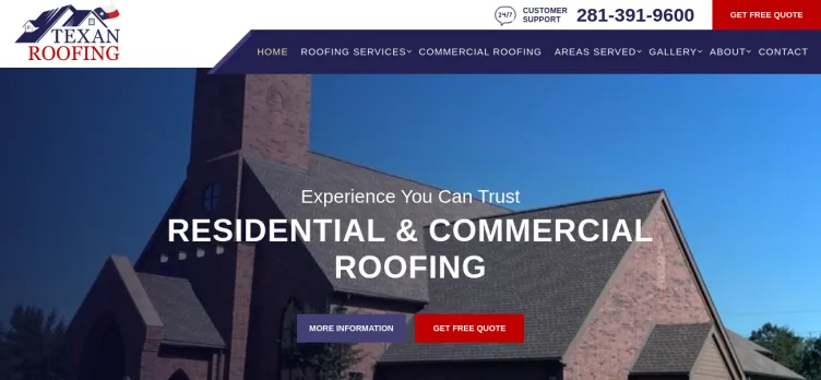 Screenshot Texan Roofing