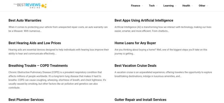 Screenshot The Best Reviews Online