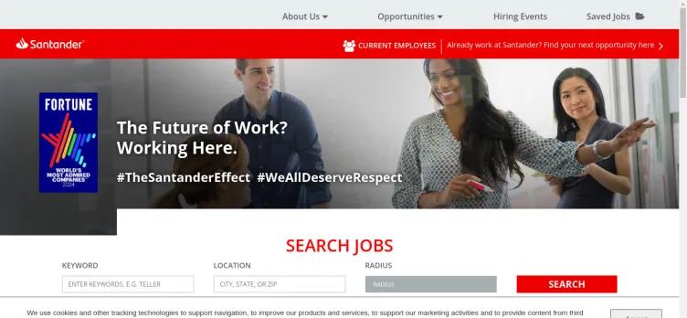 Screenshot SantanderCareers.com