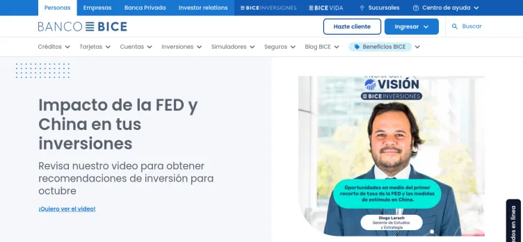 Screenshot Banco BICE