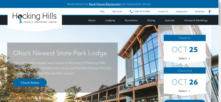 Screenshot HockingHillsParkLodge.com