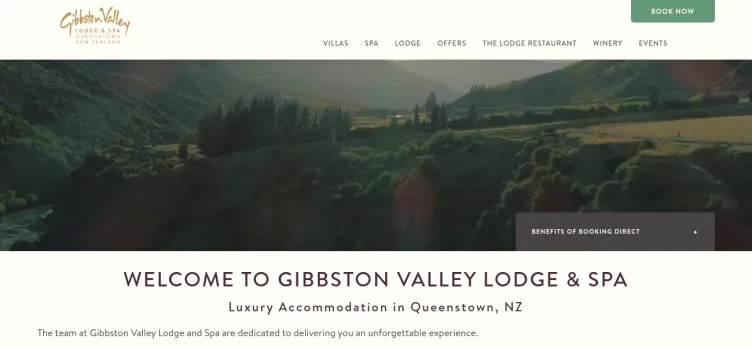 Screenshot Gibbston Valley Lodge & Spa