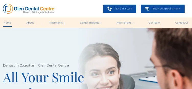 Screenshot Glen Dental Centre