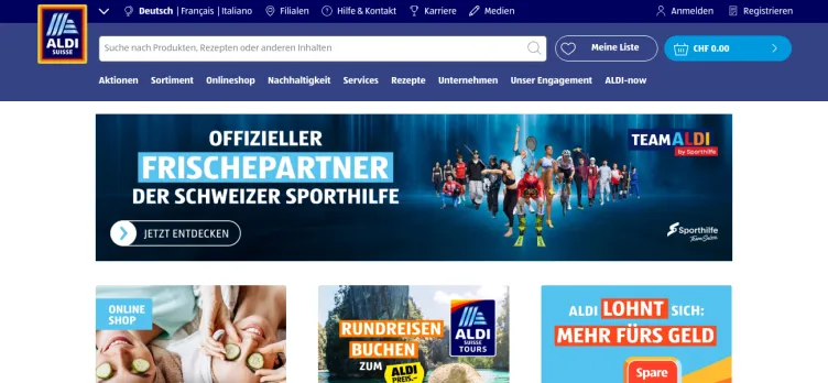 Screenshot ALDI SUISSE