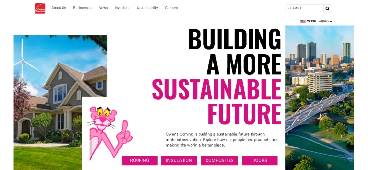 Screenshot Owens Corning