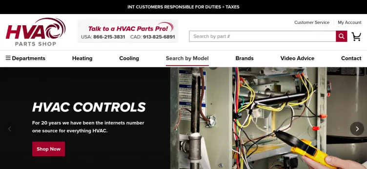 Screenshot HVAC Parts Shop